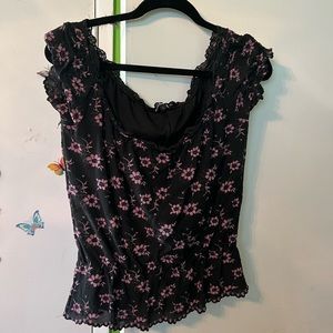 Betsey Johnson black and pink lace top🌸